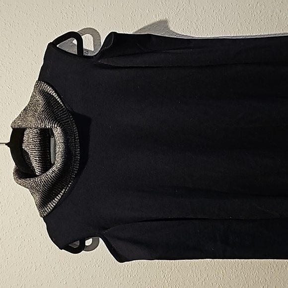 Frank Lyman Black and Gold Cold Shoulder Sweater - Picture 6 of 7